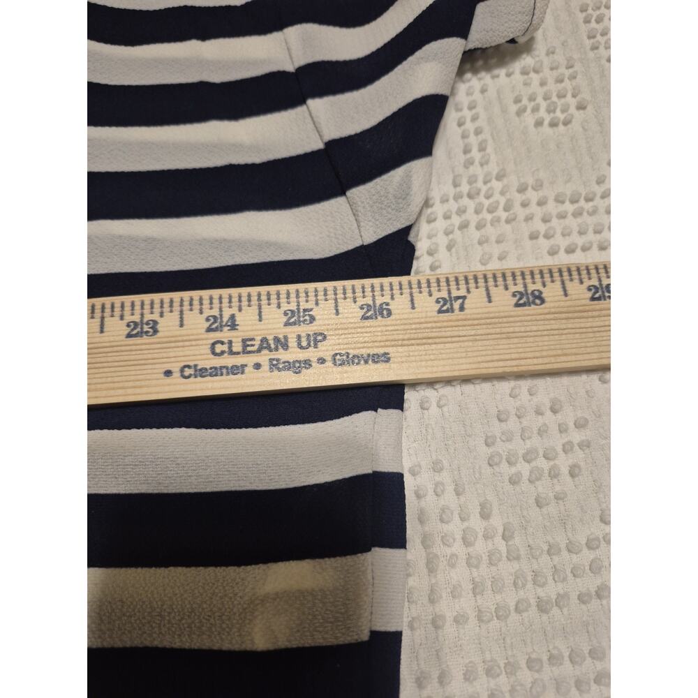 Michael Kors Crinkle Tunic Top Womens 1X Navywhite Stripe 3/4 Sleeve Side Tie - Picture 4 of 6